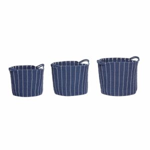 Basket Of Cotton With Handles 3-Pack | Home Accessories Storage Baskets Home Accessories blue