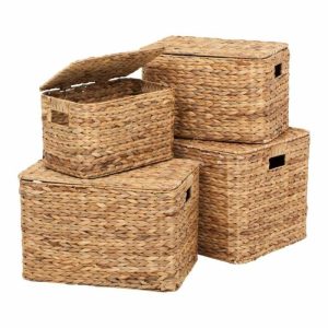 Basket With Lid 4 Pcs | Home Accessories Storage Baskets Home Accessories Fishbone