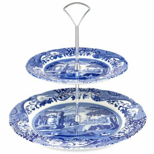 Blue Italian 2-Tier Cake Stand | Tableware Cake Stands Bowls & Serving Dishes Cake Stands