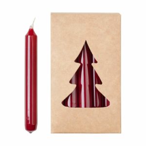 Broste Christmas Tree Candle Glossy Ø1,2X10,2 Cm 20 Pack | Home Accessories Candles Candle Holders Burgundy