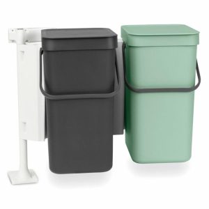 Built-In System Sort & Go 2X12L | Home Accessories Pedal Bins Bathroom Accessories Dark gray & jade green