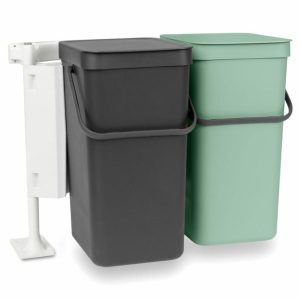 Built-In System Sort & Go 2X16L | Home Accessories Pedal Bins Bathroom Accessories Dark gray & jade green