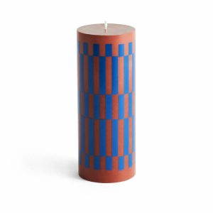 Column Candle Block Candle Medium 20 Cm | Home Accessories Candles Candle Holders Brown-blue