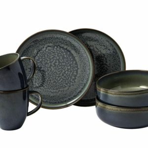 Crafted Breeze Breakfast Set 6 Pieces | Tableware Table Settings & Starter Sets Plates Grey-blue