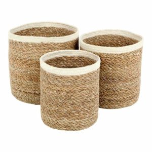 Emil Basket Seagrass Cylinder Large 3 Pcs | Home Accessories Storage Baskets Home Accessories black