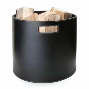 Firewood Barrel | Home Accessories Storage Baskets Home Accessories black with white stitches