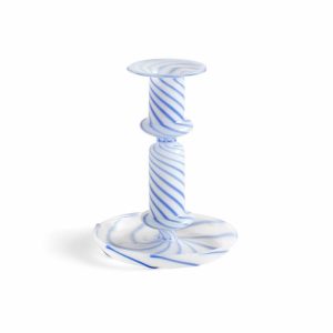 Flare Stripe Medium Candle Sticks | Home Accessories Candle Holders Candle Holders Blue-white