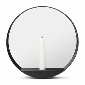 Glim Mirror/Candlestick Ø28 Cm | Home Accessories Wall Mirrors Home Accessories black