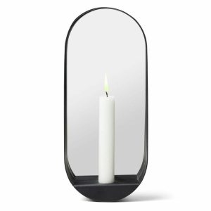 Glim Mirror/Candlestick Oval 12X28 Cm | Home Accessories Wall Mirrors Home Accessories black