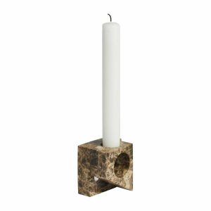 Jeu De Dés 2 Candle Holder Marble | Home Accessories Candle Holders Candle Holders Brown