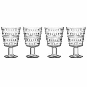 Kastehelmi Water Glass On Base 26 Cl 4-Pack | Tableware Drinking Glasses & Tumblers Drinking Glasses & Tumblers clear