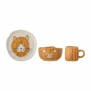 Kittie Children’S Dinnerware Stoneware 3 Pieces | Tableware Children’S Tableware Children's Tableware Cat