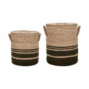 Laundry Storage Basket With Lid 2 Pieces | Home Accessories Laundry Baskets Bathroom Accessories Army