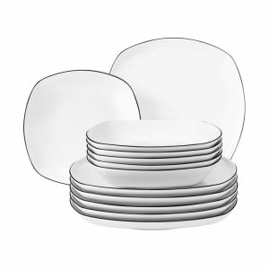 Lido Black Line Service Set Square 12 Pieces | Tableware Table Settings & Starter Sets Plates Table Settings & Starter Sets