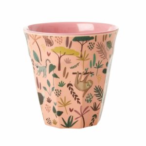 Melamine Cup Medium | Tableware Plastic Cups Children's Tableware coral-jungle animals