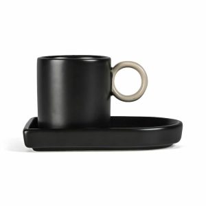 Niki Espressocup With Saucer | Tableware Glögg & Mulled Wine Mugs Cups & Mugs Black-beige