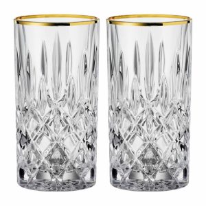 Noblesse Gold Long Drinking Glass 37.5 Cl 2-Pack | Tableware Long Drink & Highball Glasses Glasses clear