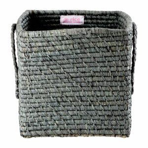 Raffia Box With Handle 20X20 Cm | Home Accessories Storage Baskets Home Accessories Dark grey