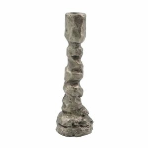 Raku Candlestick Antique Silver | Home Accessories Candle Holders Candle Holders Candle Holders