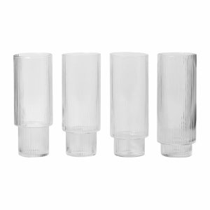 Ripple Long Drink Glass 4-Pack | Tableware Long Drink & Highball Glasses Glasses clear