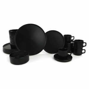 Service 20 Pieces | Tableware Table Settings & Starter Sets Plates Matte black