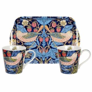 Strawberry Thief Mug And Tray Set | Tableware Table Settings & Starter Sets Plates blue