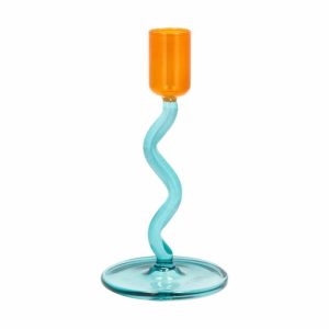 Styles Candlestick 15,3 Cm | Home Accessories Candle Holders Candle Holders Blue-amber