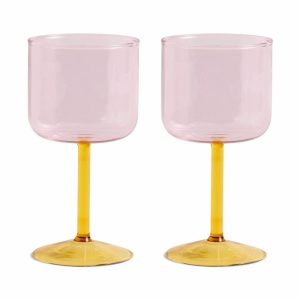 Tint Wine Glass 25 Cl 2-Pack | Tableware Wine Glasses Glasses Pink-Yellow