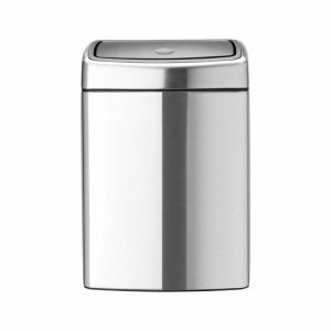 Touch Bin Rectangular Plastic Inner Bucket 10 L | Home Accessories Pedal Bins Bathroom Accessories Brushed steel