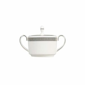 Vera Wang Lace Platinum Sugar Bowl | Tableware Sugar Bowls Bowls & Serving Dishes Sugar Bowls